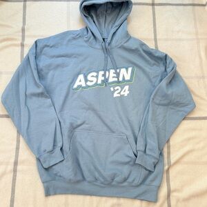 Gildan Light Blue Hoodie with Aspen '24 Design Size Large